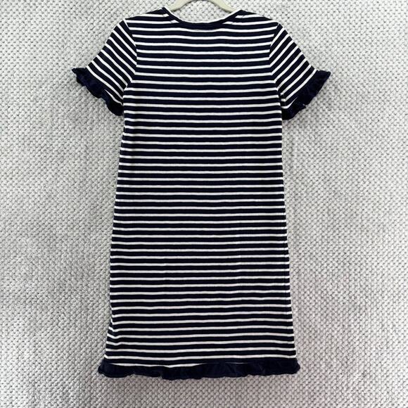 Boden Dress Women US4R Blue White Striped Emily Ruffle Jersey Stretch Crew Neck - Picture 7 of 13